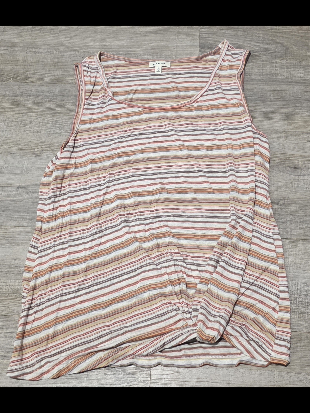 Max Studio Pink Multi-Stripe Scoop Neck Tank